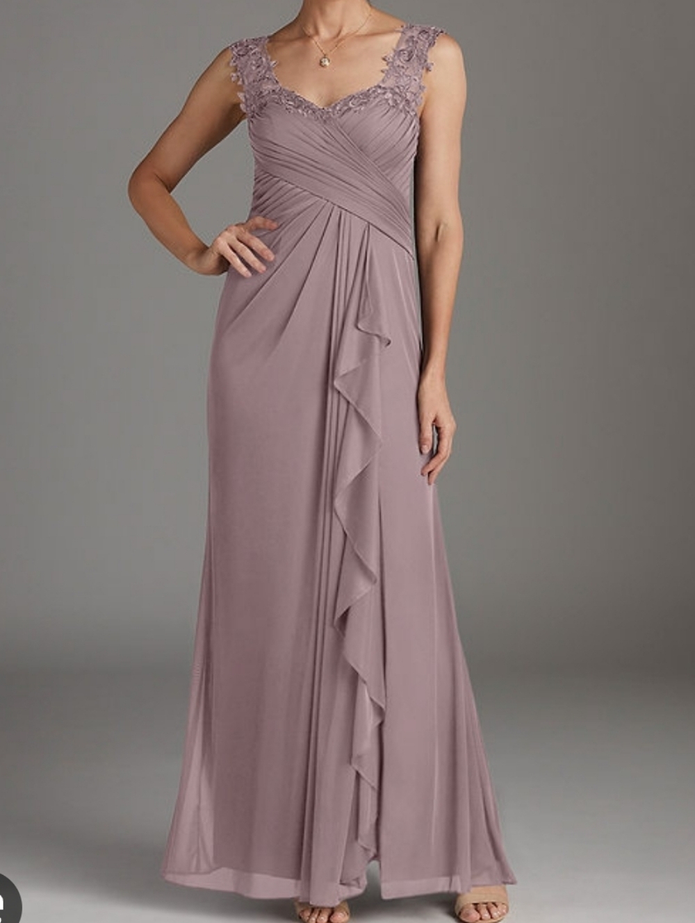 Azazie Edelin Stretch A-Line Sweetheart Neckline Pleated Mesh Dress A8 Mauve